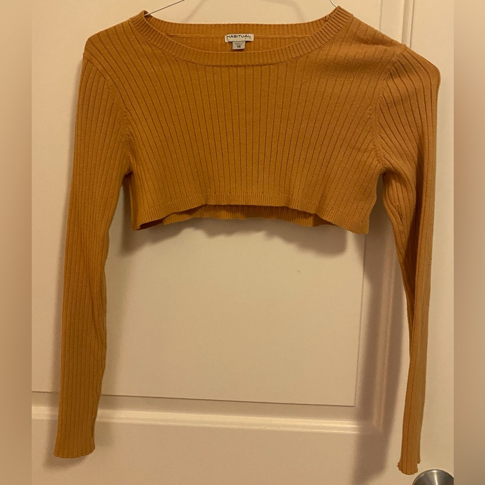 Mustard cropped bolero shrug sweater